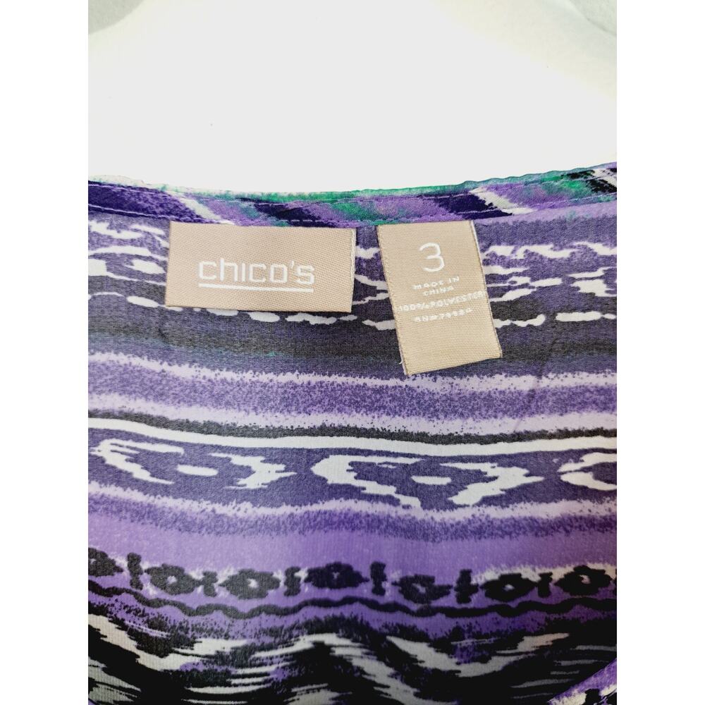 Chico's Women's 2 Piece Blouse Set Purple Sheer With Tank Size 3 XL - Picture 3 of 6